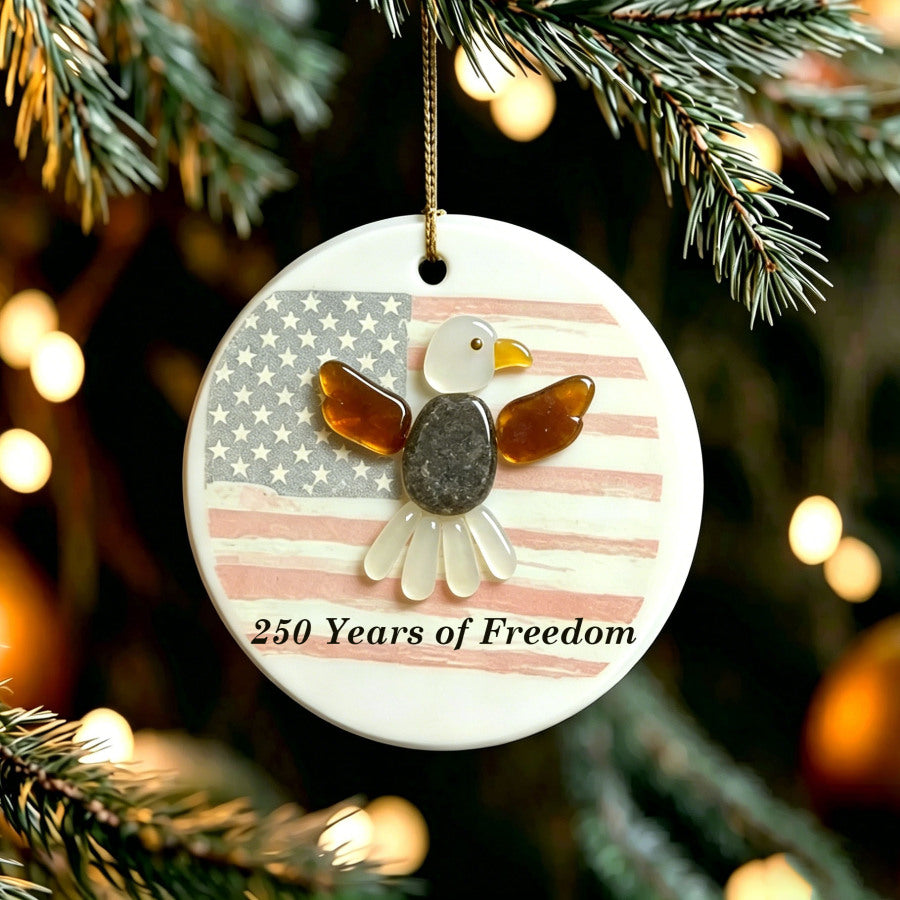 Patriotic Eagle Sea Glass Hanging Decor
