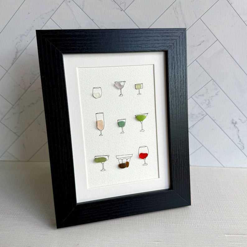 Cocktail Theme Sea Glass Art