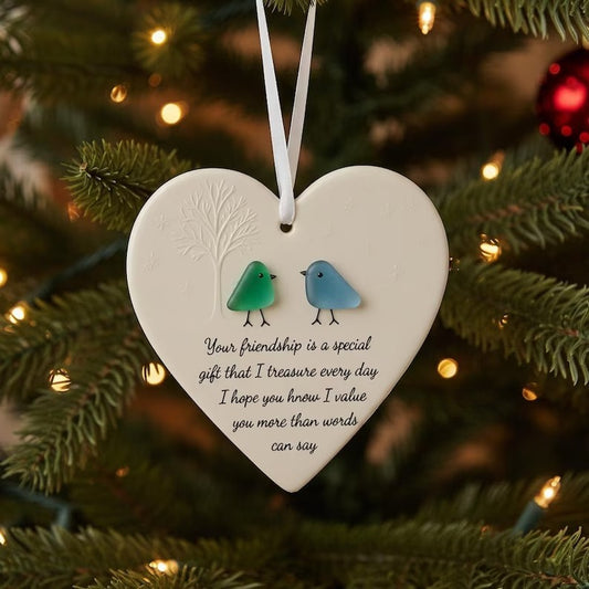 Heart Sea Glass Friendship Ornament