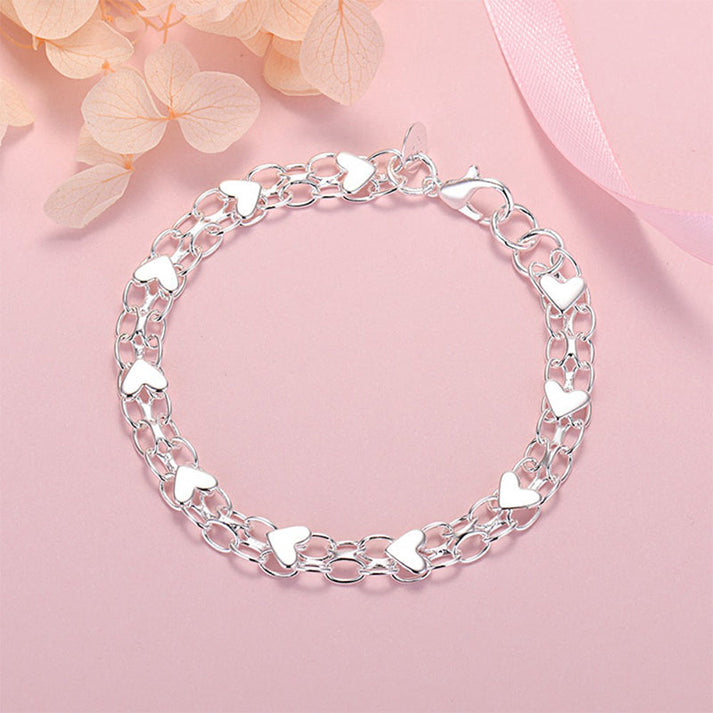 š¢Buy 1 Get 1 Freeā°Double Chain Heart Charm Bracelet