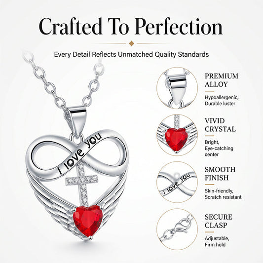 🎉 2026 Sale — Over 36,000 Sold! 💖 Infinity Heart Cross Necklace with Wing Pendant – Faith & Eternal Love ✨