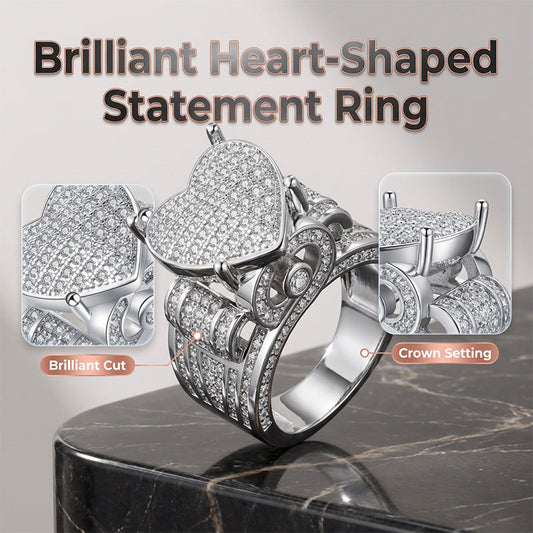 Sparkling Heart-Shaped Ring for Women