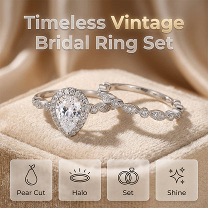 Pear-Shaped Teardrop Engagement Ring Set