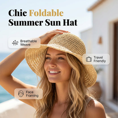 Women's Handwoven Wide-Brim Straw Hat