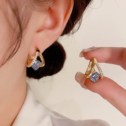 Buy 1 Get 1 Free✨Elegant V-Shape Heart Dangle Hoop Earrings