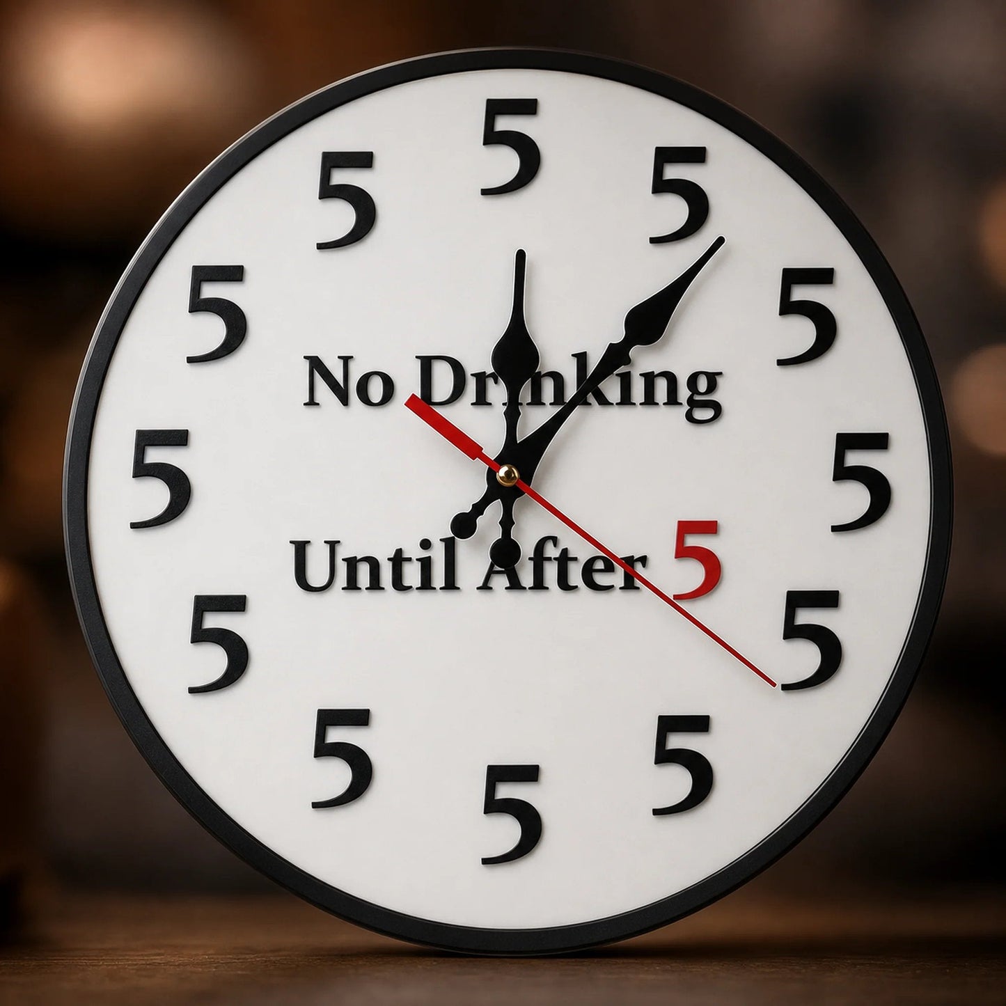🔥🎁Funny "No Drinking Until After 5" Round Wall Clock