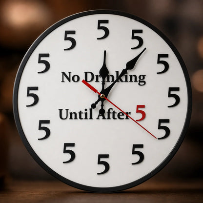 🔥🎁Funny "No Drinking Until After 5" Round Wall Clock