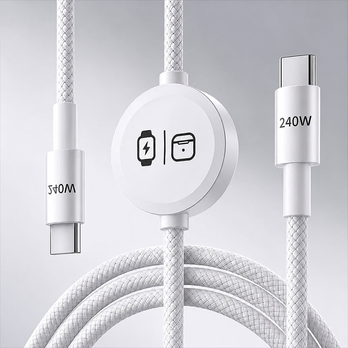 3-in-1 USB-C Data & Charging Cable, 240W, 5 ft Braided
