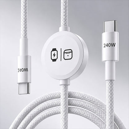 3-in-1 USB-C Data & Charging Cable, 240W, 5 ft Braided