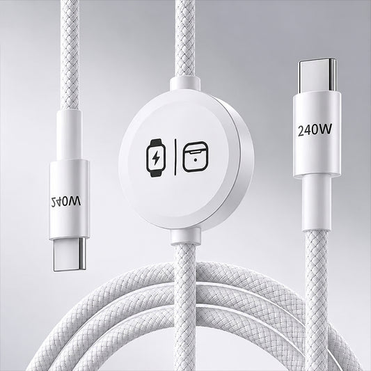 3-in-1 USB-C Data & Charging Cable, 240W, 5 ft Braided