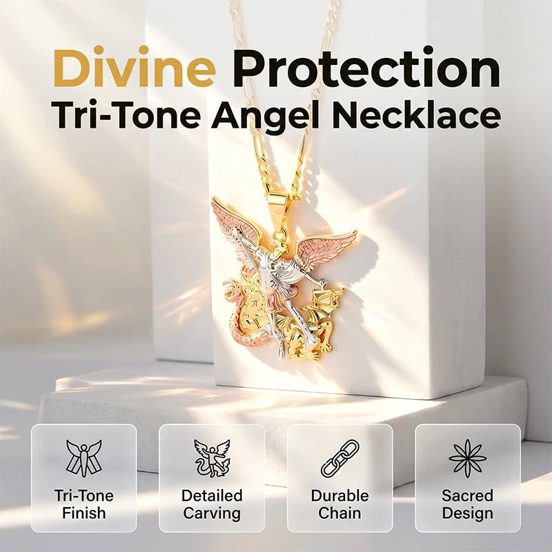 🎁2026 New Arrivals 50% OFF💥Tri-Tone Angel Guardian Pendant Necklace – Elegant & symbolic – Perfect for daily wear or gifting – delicate and meaningful ✨💛