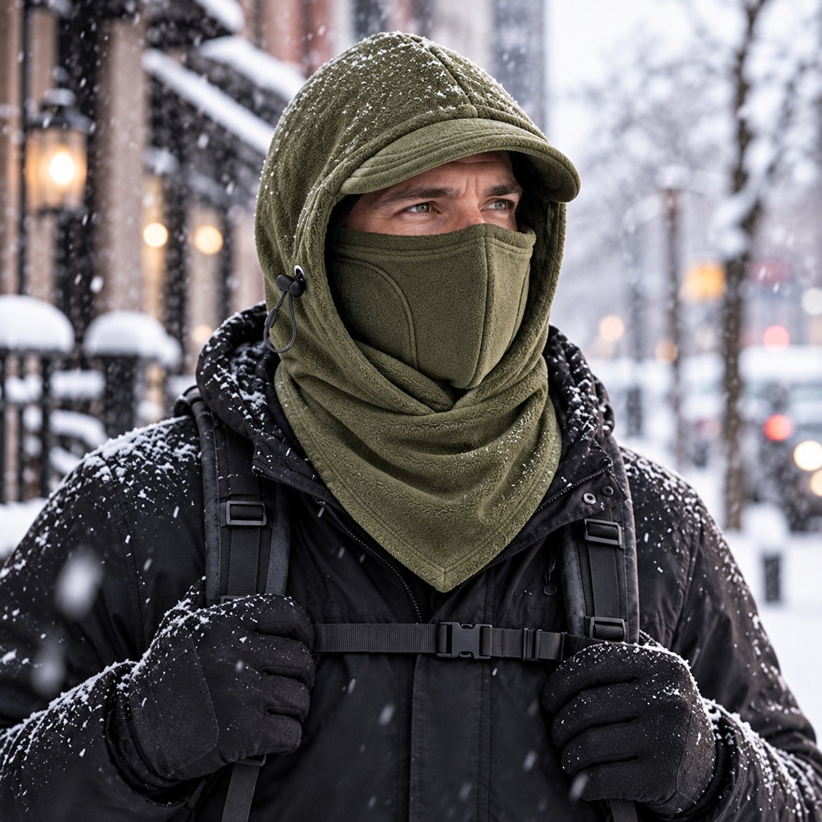 🔥🥶Fleece Double Layer Integrated Mask Hat