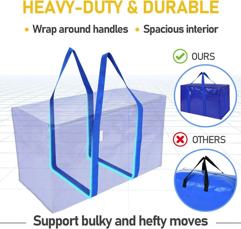 Extra Large Moving Bags Heavy Duty with Zippers & Carrying Handles