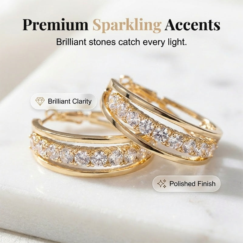 Elegant Geometric Hoop Earrings with Sparkling Accents