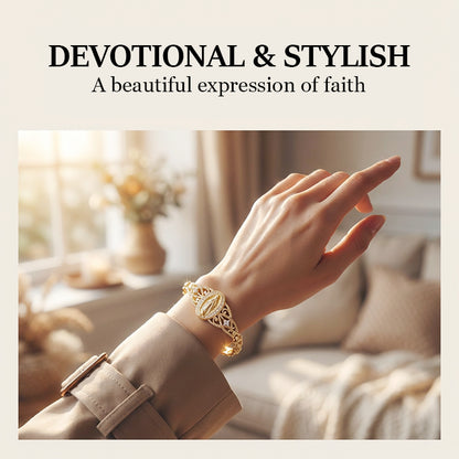 💥Elegant Hollow Flower Virgin Mary Bracelet – Filigree Design, Gold Plated, Faith Inspired ✨