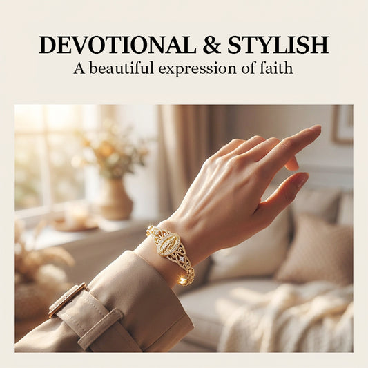 💥Elegant Hollow Flower Virgin Mary Bracelet – Filigree Design, Gold Plated, Faith Inspired ✨