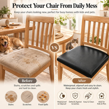 ✨ PU Leather Chair Protector – Waterproof & Oil-Resistant Seat Covers for Dining Chairs, Removable & Washable