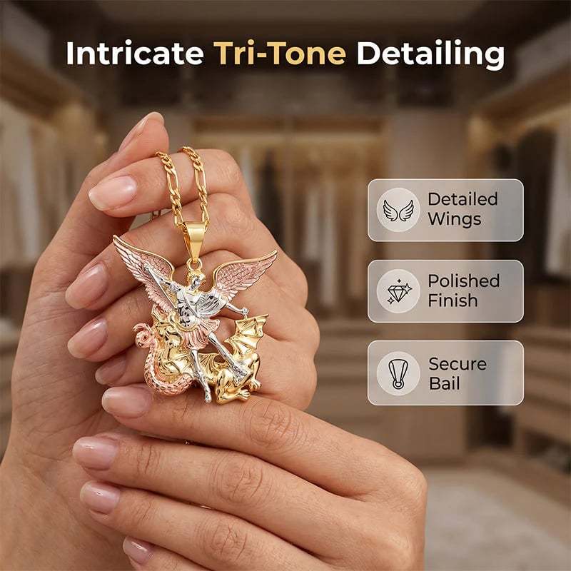 🎁2026 New Arrivals 50% OFF💥Tri-Tone Angel Guardian Pendant Necklace – Elegant & symbolic – Perfect for daily wear or gifting – delicate and meaningful ✨💛