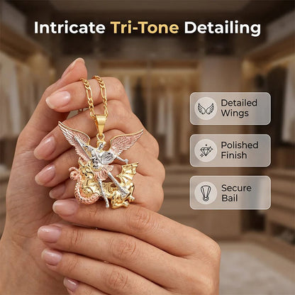 🎁2026 New Arrivals 50% OFF💥Tri-Tone Angel Guardian Pendant Necklace – Elegant & symbolic – Perfect for daily wear or gifting – delicate and meaningful ✨💛