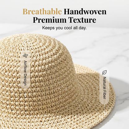Women's Handwoven Wide-Brim Straw Hat