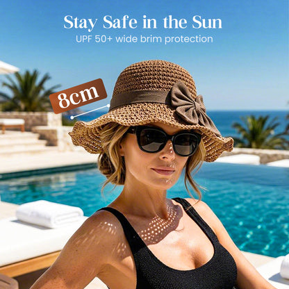 🔥 Hot Sale 49% OFF🔥Elegant Woven Straw Sun Hat with Bow