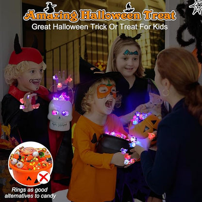 🔥🎃50 Pieces Each Box‼️✨LED Light Halloween Glowing Ring 💍| Flashing Light‑Up Party Favor for Halloween Night👻