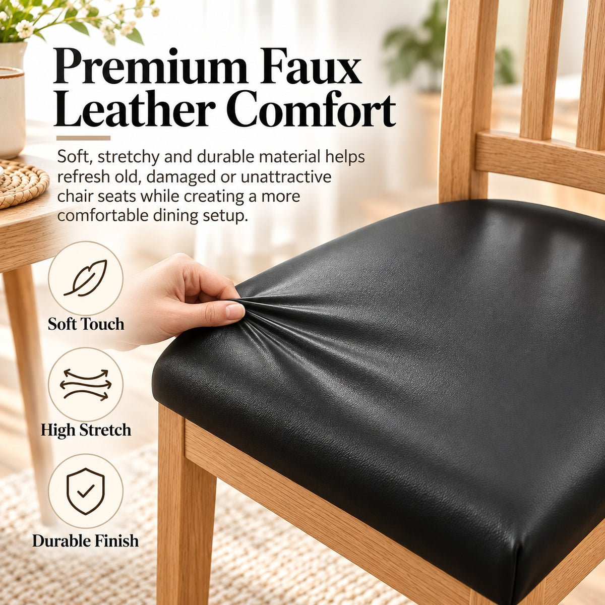 ✨ PU Leather Chair Protector – Waterproof & Oil-Resistant Seat Covers for Dining Chairs, Removable & Washable