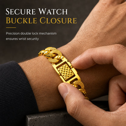 ✨60%OFF🔥 Men's Vietnamese Sand-Gold Style Bracelet – Matte Sandblasted Finish & Watch Clasp💎