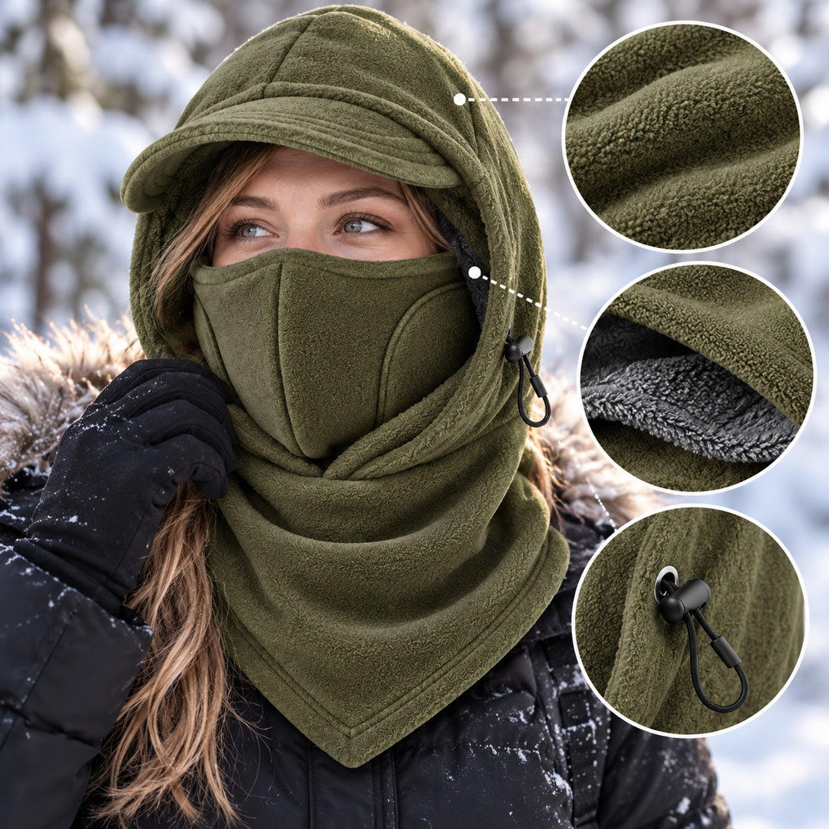 🔥🥶Fleece Double Layer Integrated Mask Hat