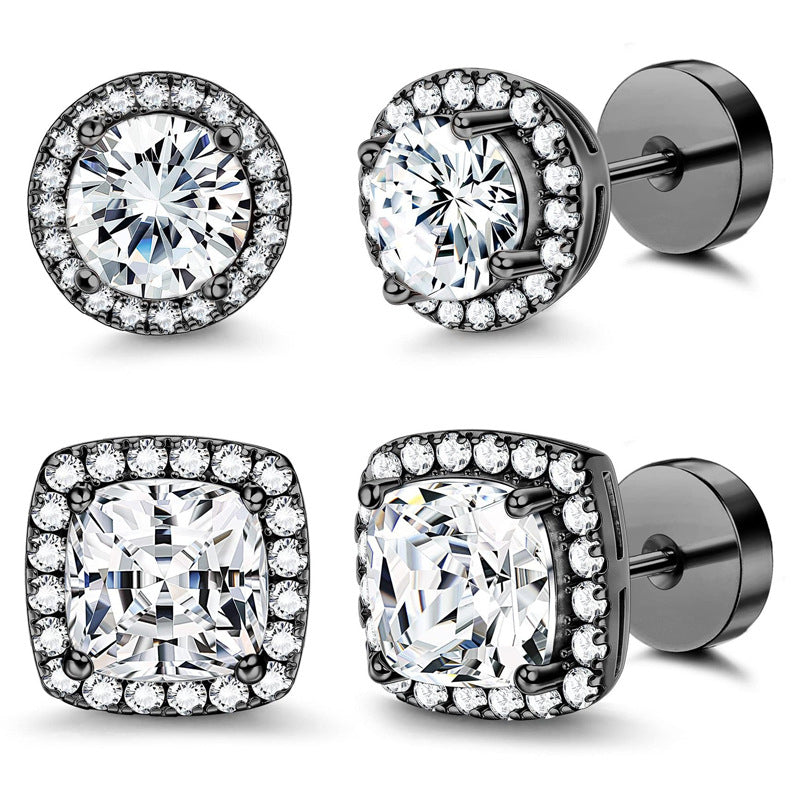 Halo Stud Earrings 4-Pack(Buy 1 get 1 free) - Gold & Silver Round/Square Styles