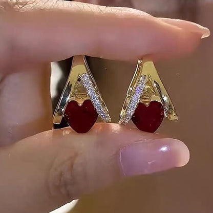 Buy 1 Get 1 Free✨Elegant V-Shape Heart Dangle Hoop Earrings