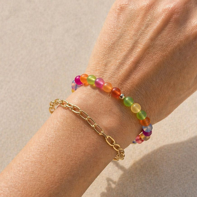 Rainbow Cat's Eye Beaded Necklace