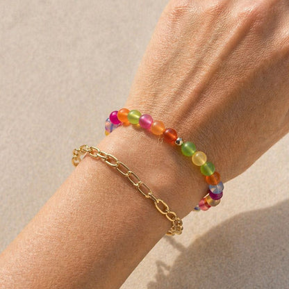 Rainbow Cat's Eye Beaded Necklace