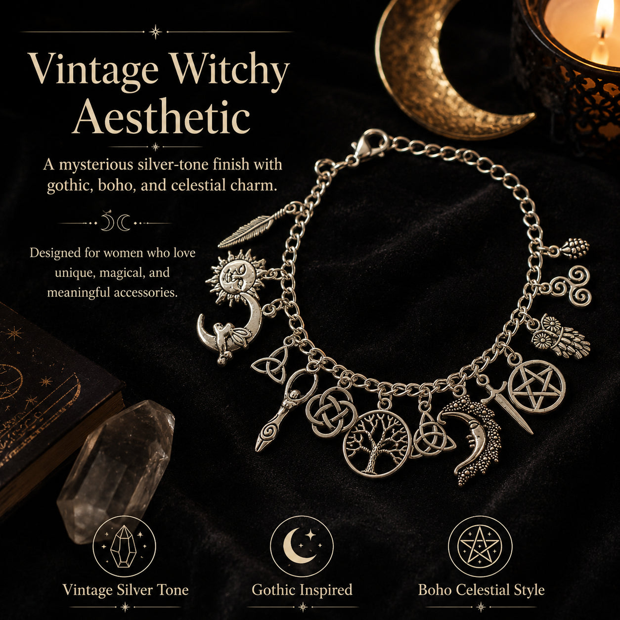 🔥Limited Time 50% Off✨Vintage Witchy Charm Bracelet