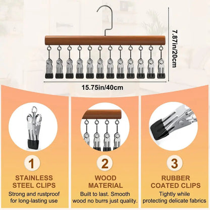 2 Pack Closet Organizer with 12 Clips, Space Saving Hangers for Clothes