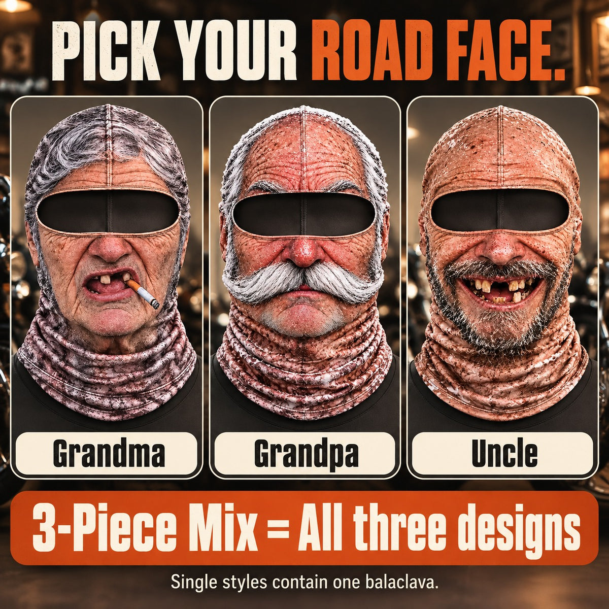 😂 Funny Face Motorcycle Balaclava