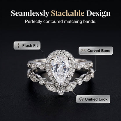 Pear-Shaped Teardrop Engagement Ring Set