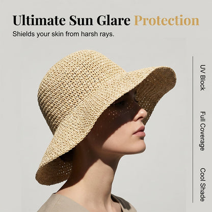 Women's Handwoven Wide-Brim Straw Hat