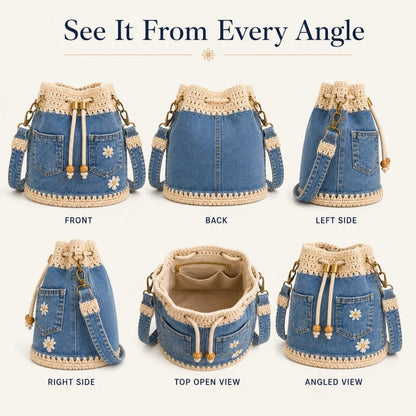 🔥✨👜Denim Crochet Bucket Bag