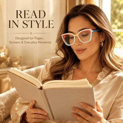 Cat Eye Anti-Blue Light Reading Glasses - Diamond Inlaid