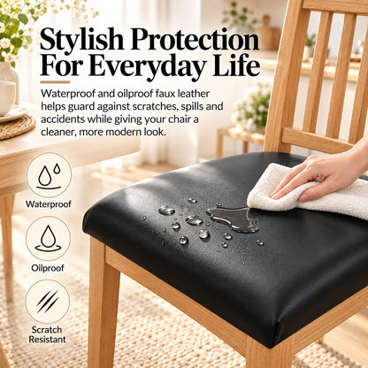 ✨ PU Leather Chair Protector – Waterproof & Oil-Resistant Seat Covers for Dining Chairs, Removable & Washable