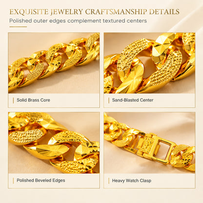 ✨60%OFF🔥 Men's Vietnamese Sand-Gold Style Bracelet – Matte Sandblasted Finish & Watch Clasp💎