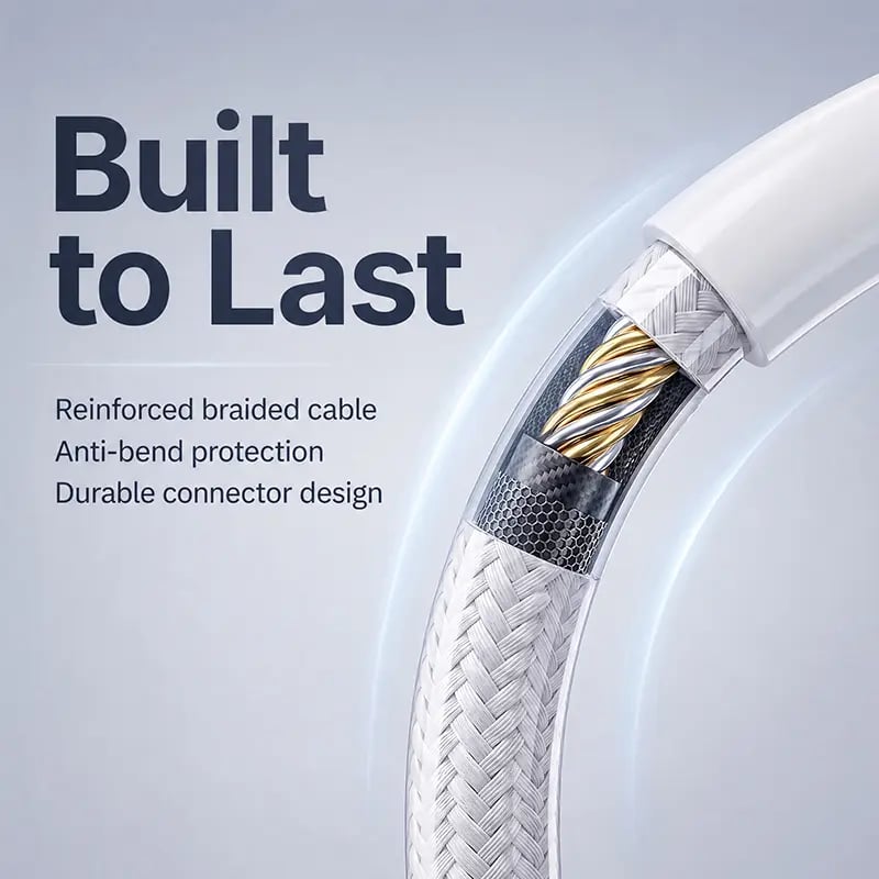 3-in-1 USB-C Data & Charging Cable, 240W, 5 ft Braided