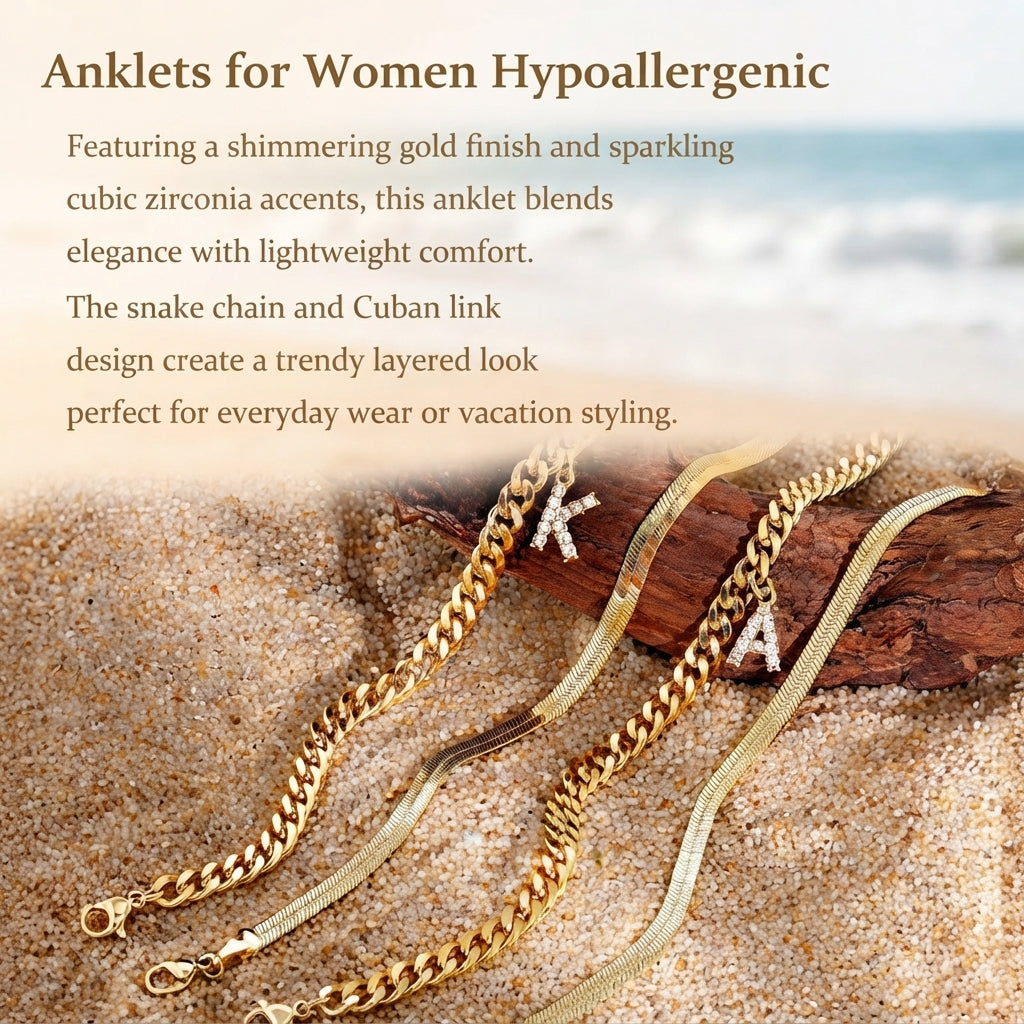 Personalized Initial Anklet – 14K Gold-Plated Waterproof Stackable Letter Charm