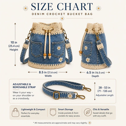 🔥✨👜Denim Crochet Bucket Bag