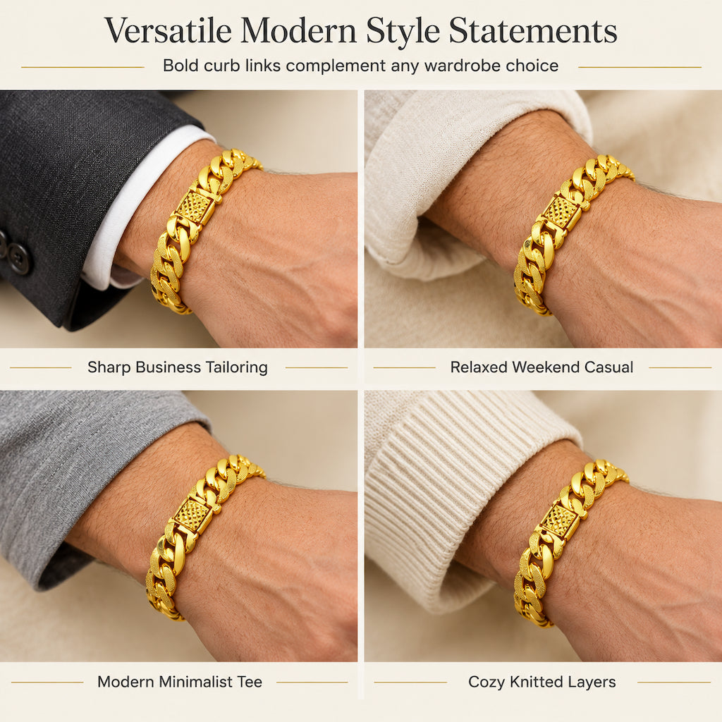 ✨60%OFF🔥 Men's Vietnamese Sand-Gold Style Bracelet – Matte Sandblasted Finish & Watch Clasp💎