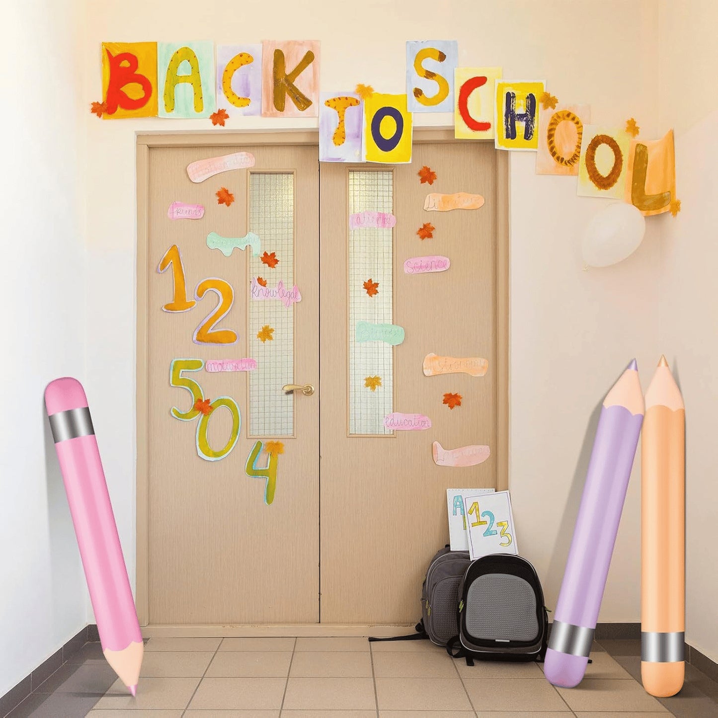 Multicolor PVC Giant Inflatable Pencil Balloon🎈- For Back to School Classroom Welcome & First Day Party Supplies🎒