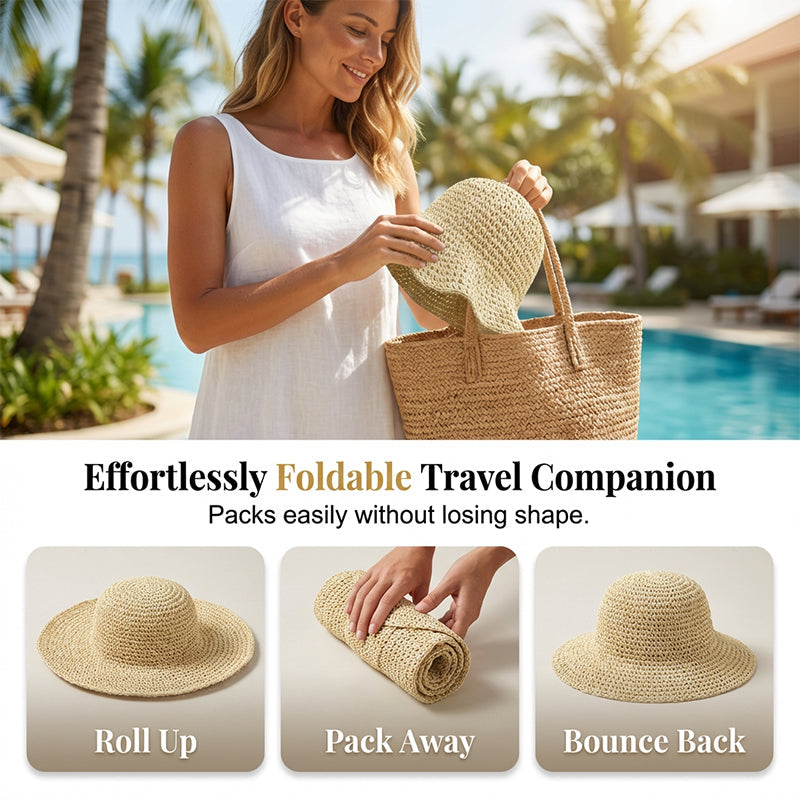 Women's Handwoven Wide-Brim Straw Hat