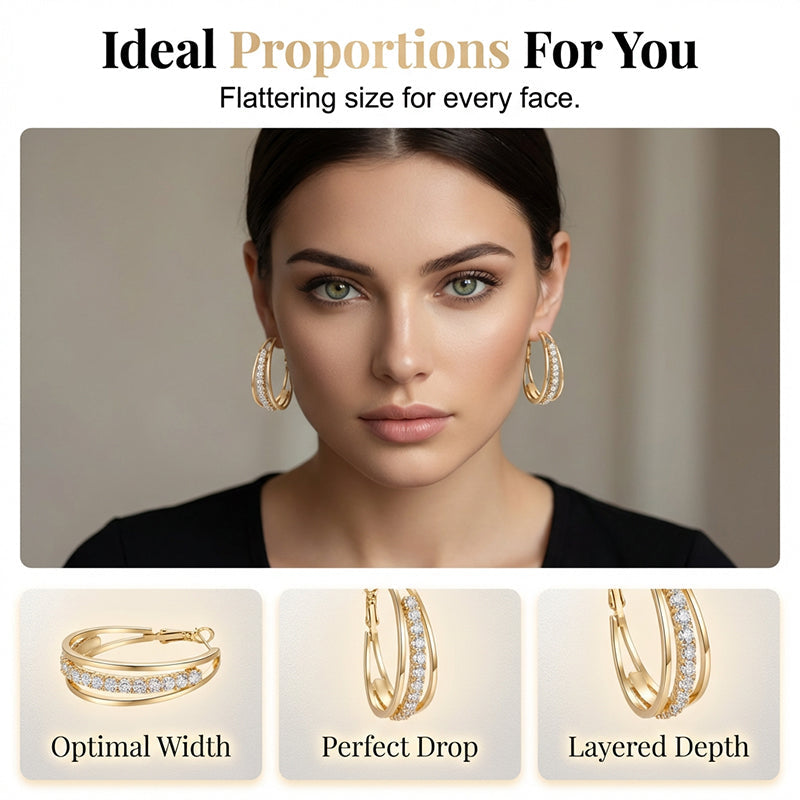 Elegant Geometric Hoop Earrings with Sparkling Accents