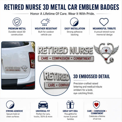 Retired Nurse Metal Car Emblem❤️